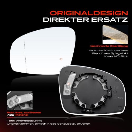 1x Spiegelglas Außenspiegel links für Skoda Fabia II Combi 545 542 Roomster 5J7 Bild 1x Spiegelglas Außenspiegel links für Skoda Fabia II Combi 545 542 Roomster 5J7