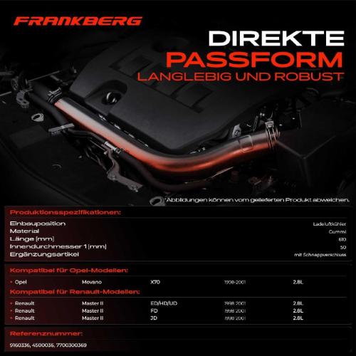 1x Kühlerschlauch Turboschlauch für Opel Movano Combi Kasten Pritsche/Fahrgestell Renault Master II Bus II II Bild 1x Kühlerschlauch Turboschlauch für Opel Movano Combi Kasten Pritsche/Fahrgestell Renault Master II Bus II II