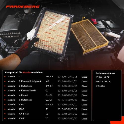 1x Luftfilter Filtereinsatz für Mazda 3 BM 6 GJ CX-5 GH KF CX-9 TC 2.2 2.5 Bild 1x Luftfilter Filtereinsatz für Mazda 3 BM 6 GJ CX-5 GH KF CX-9 TC 2.2 2.5