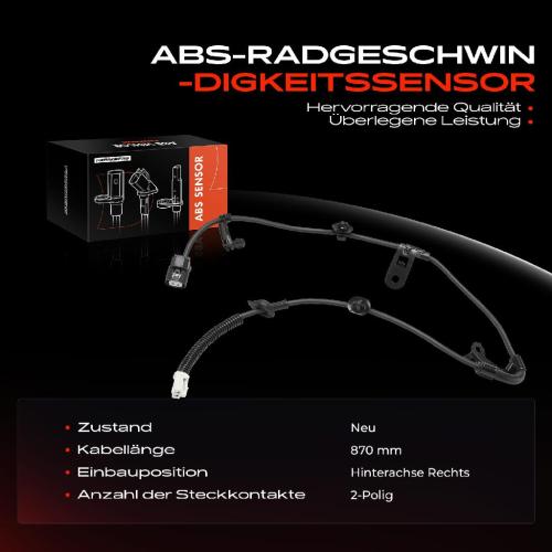 Frankberg 1x ABS Sensor Hinterachse rechts für Toyota Corolla Verso R1 ZER ZZE12 1.6L 1.8L 2.0L 2004-2009 Bild Frankberg 1x ABS Sensor Hinterachse rechts für Toyota Corolla Verso R1 ZER ZZE12 1.6L 1.8L 2.0L 2004-2009