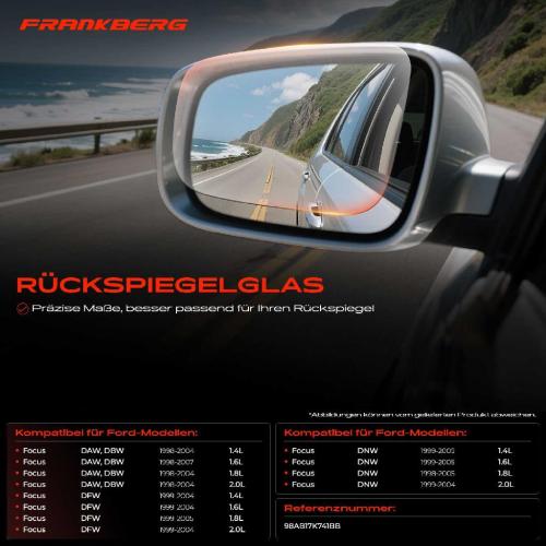 1x Spiegelglas Außenspiegel rechts für Ford Focus Kasten/Kombi Stufenheck Turnier Bild 1x Spiegelglas Außenspiegel rechts für Ford Focus Kasten/Kombi Stufenheck Turnier