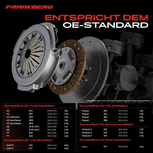 Frankberg 1x Kupplungssatz für VW Golf VI Passat Beetle CC EOS Jetta IV Alltrack Scirocco Audi A3 Jeep Seat Skoda Bild Frankberg 1x Kupplungssatz für VW Golf VI Passat Beetle CC EOS Jetta IV Alltrack Scirocco Audi A3 Jeep Seat Skoda