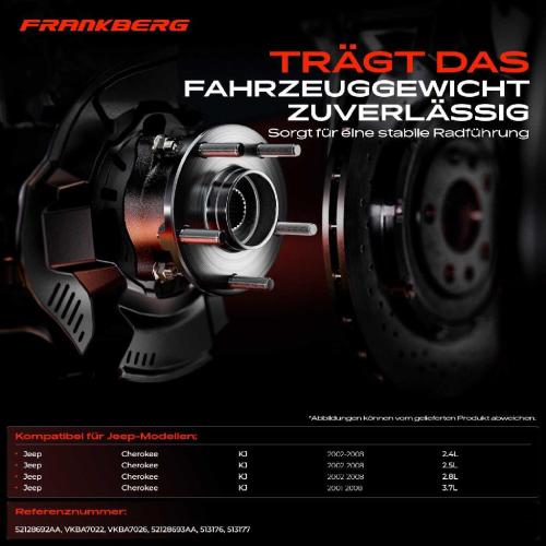 2x Radnabe Radlagersatz Vorderachse beidseitig für Jeep Cherokee 2.4L 2.5L 2.8L 3.7L 2001-2008 Bild 2x Radnabe Radlagersatz Vorderachse beidseitig für Jeep Cherokee 2.4L 2.5L 2.8L 3.7L 2001-2008