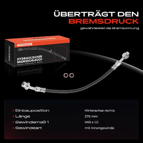 Frankberg 1x Bremsschlauch Bremsschläuche Hinterachse Rechts für KIA Optima FSGDS6B 1.7L 2.0L 2012-2022 Bild Frankberg 1x Bremsschlauch Bremsschläuche Hinterachse Rechts für KIA Optima FSGDS6B 1.7L 2.0L 2012-2022