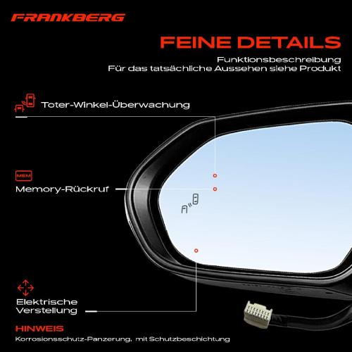 Frankberg 1x Außenspiegel Links für Toyota Corolla Stufenheck E21 EA1 EH1 Bj ab 2019 Bild Frankberg 1x Außenspiegel Links für Toyota Corolla Stufenheck E21 EA1 EH1 Bj ab 2019