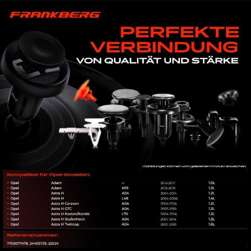 Frankberg 20x Befestigungsclips Innenverkleidung für Opel Astra H Caravan GTC Stufenheck Twintop Bild Frankberg 20x Befestigungsclips Innenverkleidung für Opel Astra H Caravan GTC Stufenheck Twintop