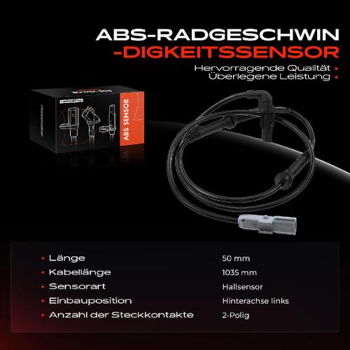 Frankberg 1x ABS Sensor Hinterachse links für Dacia Dokker Express MPV Lodgy 1.2L 1.5L 1.6L 1.3L Bj ab 2012 Bild Frankberg 1x ABS Sensor Hinterachse links für Dacia Dokker Express MPV Lodgy 1.2L 1.5L 1.6L 1.3L Bj ab 2012