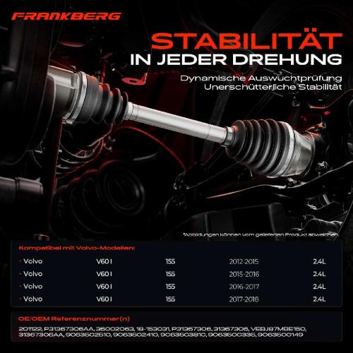 1x Antriebswelle Hinterachse Links oder Rechts für Volvo V60 I 155 2.4L 2012-2018 Bild 1x Antriebswelle Hinterachse Links oder Rechts für Volvo V60 I 155 2.4L 2012-2018