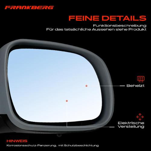 Frankberg 1x Außenspiegel Rechts für VW Polo 6V2 6V5 Seat Cordoba 6K1 6K2 6K5 Ibiza 6K1 1995-2002 Bild Frankberg 1x Außenspiegel Rechts für VW Polo 6V2 6V5 Seat Cordoba 6K1 6K2 6K5 Ibiza 6K1 1995-2002
