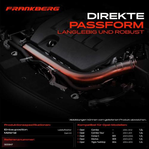 Frankberg 1x Kühlerschlauch Turboschlauch für Opel Combo Kasten/MPV Tour Corsa C Kasten/Schrägheck Meriva Tigra Twintop Bild Frankberg 1x Kühlerschlauch Turboschlauch für Opel Combo Kasten/MPV Tour Corsa C Kasten/Schrägheck Meriva Tigra Twintop