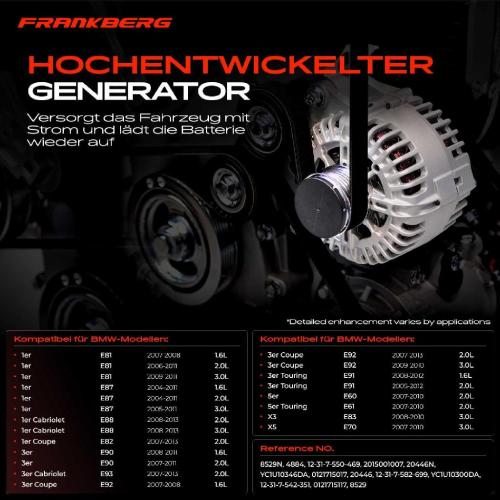 1x Lichtmaschine Generator für BMW 3er E90 E91 E92 E93 1er E81 E87 E88 5er E60 Bild 1x Lichtmaschine Generator für BMW 3er E90 E91 E92 E93 1er E81 E87 E88 5er E60