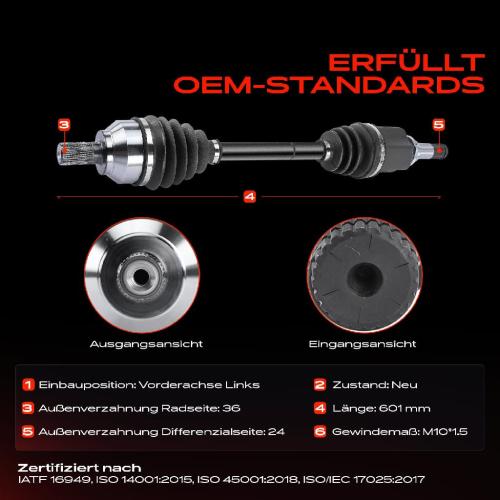 Frankberg 1x Antriebswelle Vorderachse Links für Mazda 3 Stufenheck BK 1.4L 1.6L 2003-2009 Bild Frankberg 1x Antriebswelle Vorderachse Links für Mazda 3 Stufenheck BK 1.4L 1.6L 2003-2009