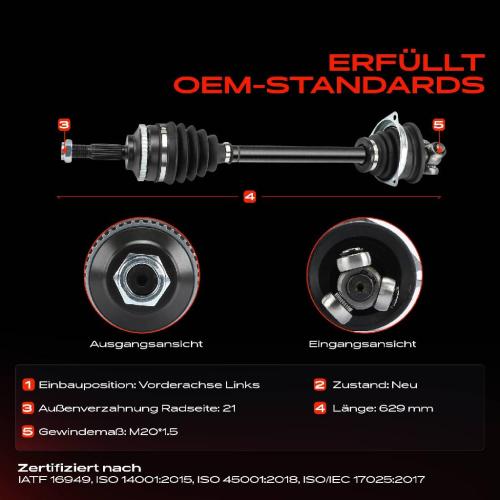 1x Antriebswelle Vorderachse Links für Renault Clio II BB CB 1998-2016 Bild 1x Antriebswelle Vorderachse Links für Renault Clio II BB CB 1998-2016