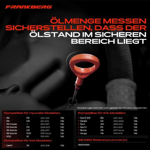 Frankberg 1x Ölmessstab Ölpeilstab Ölstab für Hyundai i20 PB i30 KIA Venga Cee'D JD Bild Frankberg 1x Ölmessstab Ölpeilstab Ölstab für Hyundai i20 PB i30 KIA Venga Cee'D JD