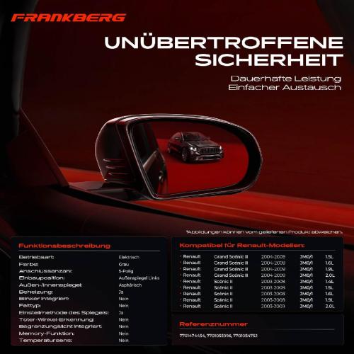 Frankberg 1x Au enspiegel Links f r Renault Grand Sc nic II JM0/1 2003-2009 Bild Frankberg 1x Au enspiegel Links f r Renault Grand Sc nic II JM0/1 2003-2009
