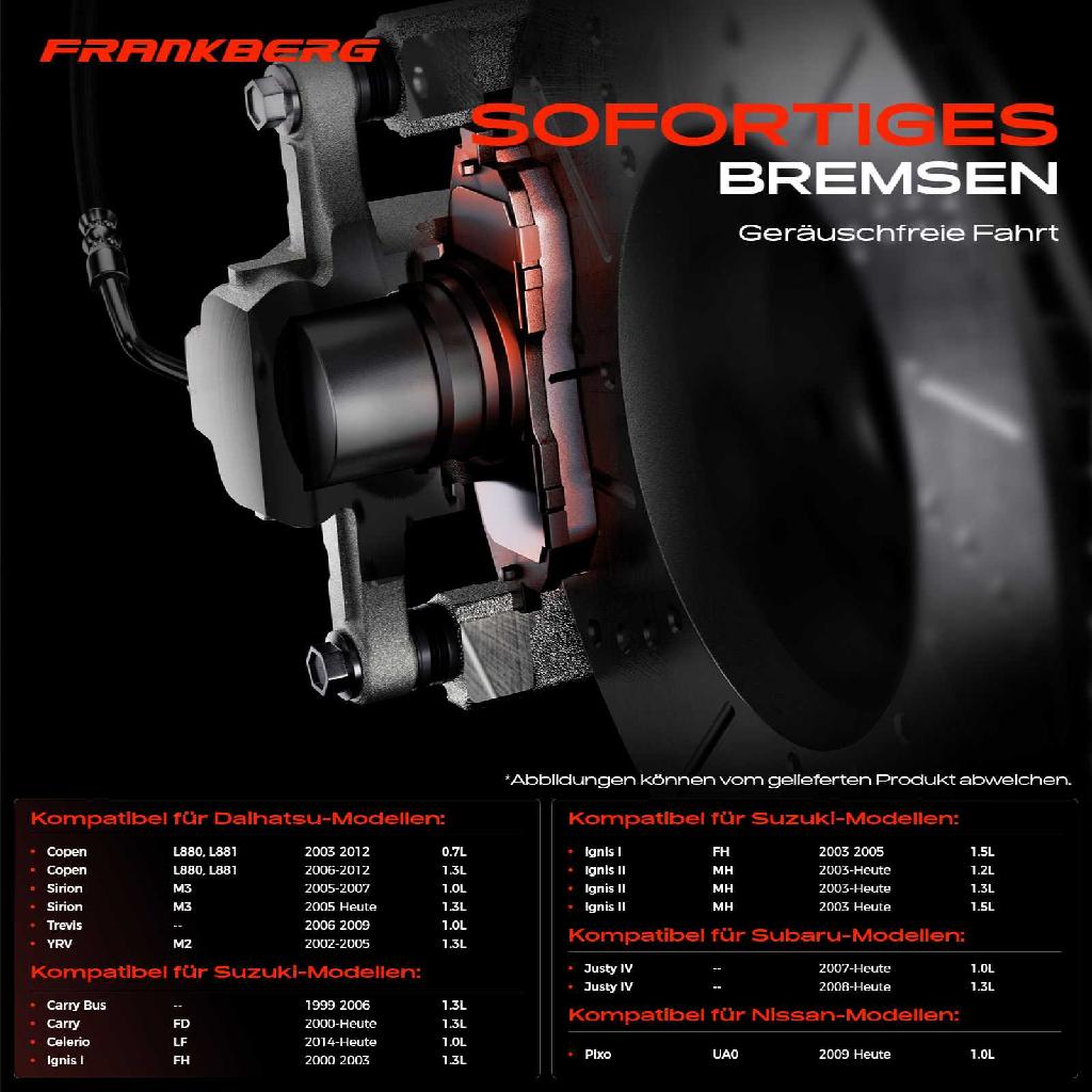 4x Bremsbeläge Vorderachse für Daihatsu Copen Cuore VI VII Sirion Trevis YRV Nissan Pixo Subaru Justy IV