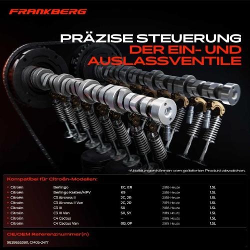 Frankberg 1x Nockenwelle für Citroën C3 C4 Berlingo Jumpy Ford Focus Opel Crossland X Fiat Bild Frankberg 1x Nockenwelle für Citroën C3 C4 Berlingo Jumpy Ford Focus Opel Crossland X Fiat