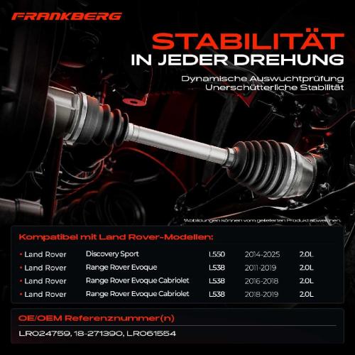 1x Antriebswelle Vorderachse Links für Land Rover Discovery Sport L550 Range Rover Evoque L538 Bild 1x Antriebswelle Vorderachse Links für Land Rover Discovery Sport L550 Range Rover Evoque L538