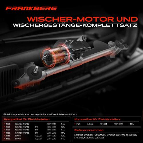 Frankberg 1x Wischerarm Scheibenwischer Vorne für Fiat Grande Punto 199 05-12 Linea 323 2007-2015 Bild Frankberg 1x Wischerarm Scheibenwischer Vorne für Fiat Grande Punto 199 05-12 Linea 323 2007-2015
