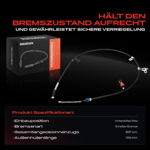 1x Seilzug Feststellbremse Hinterachse links für Toyota Corolla Stufenheck Kombi E12 2001-2008 Bild 1x Seilzug Feststellbremse Hinterachse links für Toyota Corolla Stufenheck Kombi E12 2001-2008