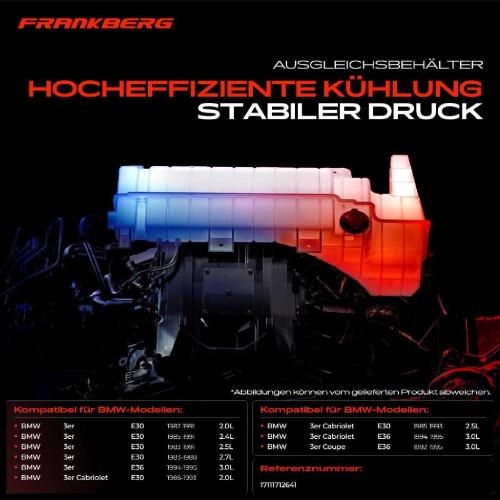 Frankberg 1x Ausgleichsbehälter Kühlmittelbehälter für BMW 3er E30 E36 320i 325i M3 3.0L 1982-1995 Bild Frankberg 1x Ausgleichsbehälter Kühlmittelbehälter für BMW 3er E30 E36 320i 325i M3 3.0L 1982-1995
