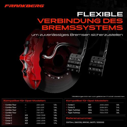 Frankberg 1x Bremsschlauch Bremsschläuche Vorderachse Links oder Rechts für Opel Corsa C X01 Corsa D S07 Combo Tigra Bild Frankberg 1x Bremsschlauch Bremsschläuche Vorderachse Links oder Rechts für Opel Corsa C X01 Corsa D S07 Combo Tigra