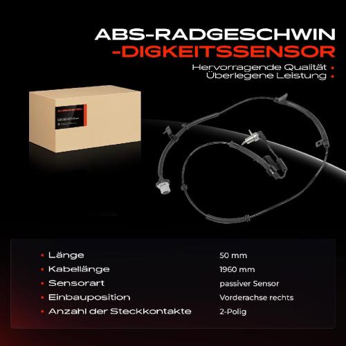 1x ABS Sensor Vorderachse rechts für Nissan Patrol GR V Wagon Y61 2.8L 3.0L 4.8L Bj ab 1997 Bild 1x ABS Sensor Vorderachse rechts für Nissan Patrol GR V Wagon Y61 2.8L 3.0L 4.8L Bj ab 1997