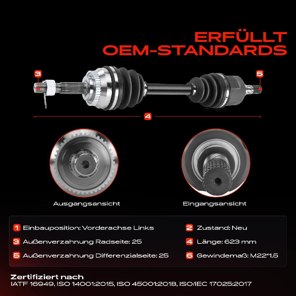 1x Antriebswelle Vorderachse Links für Nissan Almera II N16 1.8L 2000-2006
