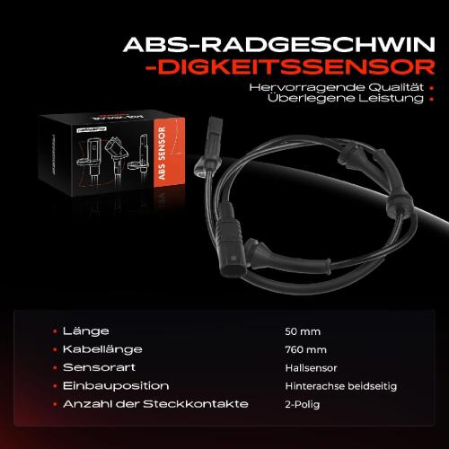 Frankberg 1x ABS Sensor Hinterachse beidseitig für Fiat 500 C 500/595/695 500C/595C/695C Ford KA 0.9L Bj ab 2007 Bild Frankberg 1x ABS Sensor Hinterachse beidseitig für Fiat 500 C 500/595/695 500C/595C/695C Ford KA 0.9L Bj ab 2007