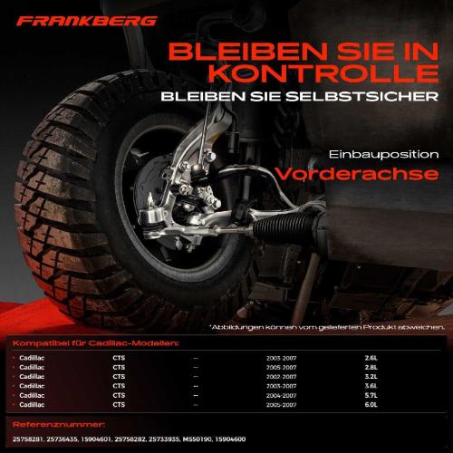 Frankberg 1x Querlenker Vorderachse für Cadillac CTS 2.6L 2.8L 3.2L 3.6L 5.7L 6.0L 2002-2007 Bild Frankberg 1x Querlenker Vorderachse für Cadillac CTS 2.6L 2.8L 3.2L 3.6L 5.7L 6.0L 2002-2007