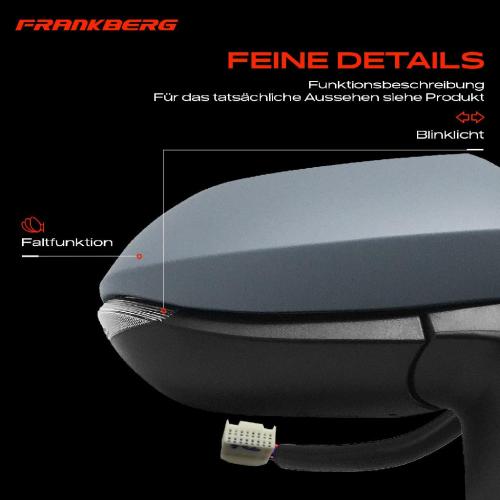 Frankberg 1x Außenspiegel Links für Toyota Corolla Stufenheck E21 EA1 EH1 Bj ab 2019 Bild Frankberg 1x Außenspiegel Links für Toyota Corolla Stufenheck E21 EA1 EH1 Bj ab 2019