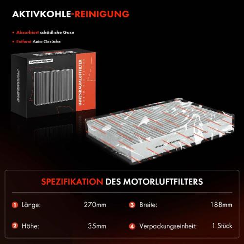 1x Innenraumfilter Aktivkohle für Peugeot 508 I 8D 8E 2010-2018 1.6L 96716537 Bild 1x Innenraumfilter Aktivkohle für Peugeot 508 I 8D 8E 2010-2018 1.6L 96716537