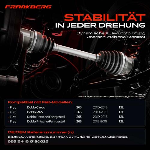 1x Antriebswelle Vorderachse Links für Fiat Doblo 263 1.2L 2010-2019 Bild 1x Antriebswelle Vorderachse Links für Fiat Doblo 263 1.2L 2010-2019