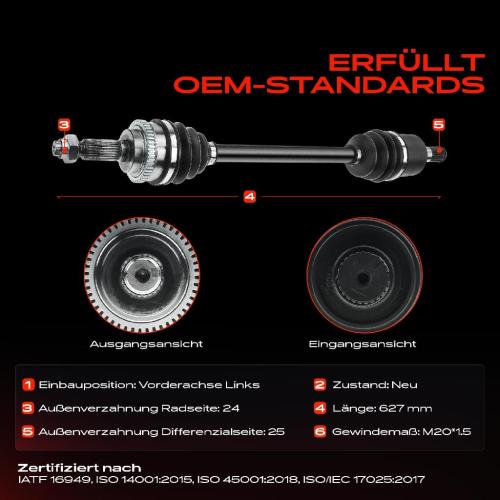 Frankberg 1x Antriebswelle Vorderachse Links für KIA Picanto SA 1.0L 1.1L 2004-2011 Bild Frankberg 1x Antriebswelle Vorderachse Links für KIA Picanto SA 1.0L 1.1L 2004-2011