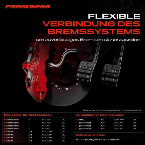 Frankberg 2x Bremsschlauch Bremsschläuche Vorderachse Links oder Rechts für Opel Corsa C X01 Corsa D Combo Tigra Bild Frankberg 2x Bremsschlauch Bremsschläuche Vorderachse Links oder Rechts für Opel Corsa C X01 Corsa D Combo Tigra