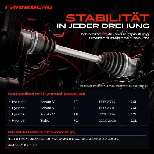 1x Antriebswelle Vorderachse Links für Hyundai Sonata EF Trajet FO 2.0L 2.4L 2.7L 1998-2008 Bild 1x Antriebswelle Vorderachse Links für Hyundai Sonata EF Trajet FO 2.0L 2.4L 2.7L 1998-2008