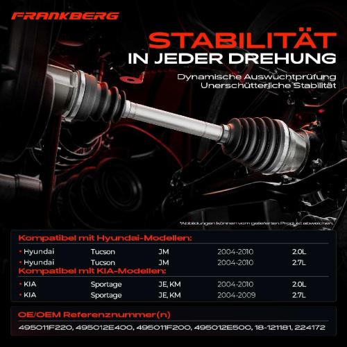 1x Antriebswelle Vorderachse Links für Hyundai Tucson JM KIA Sportage JE KM Bild 1x Antriebswelle Vorderachse Links für Hyundai Tucson JM KIA Sportage JE KM
