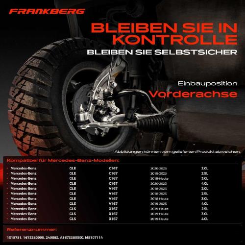 Frankberg 2x Spurstange Vorderachse für Mercedes-Benz GLE V167 GLE Coupe C167 GLS X167 4.0L 2.0L 2.9L Bj ab 2018 Bild Frankberg 2x Spurstange Vorderachse für Mercedes-Benz GLE V167 GLE Coupe C167 GLS X167 4.0L 2.0L 2.9L Bj ab 2018