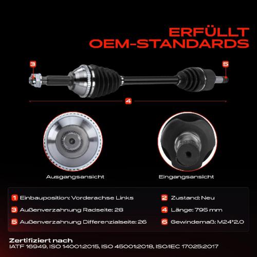 1x Antriebswelle Vorderachse Links für Ford Transit FA FC 2.0L 2000-2006 Bild 1x Antriebswelle Vorderachse Links für Ford Transit FA FC 2.0L 2000-2006