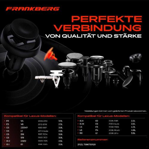 Frankberg 10x Befestigungsclips Radkasten für Toyota Avensis Aygo RAV 4 IV Lexus GS IS II Bild Frankberg 10x Befestigungsclips Radkasten für Toyota Avensis Aygo RAV 4 IV Lexus GS IS II