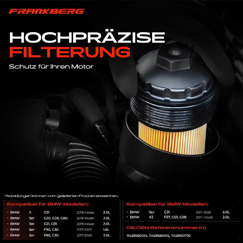 1x ÖlkühlerÖlfilter für BMW 3er G20 G21 5er F90 G30 G31 X3 F97 G01