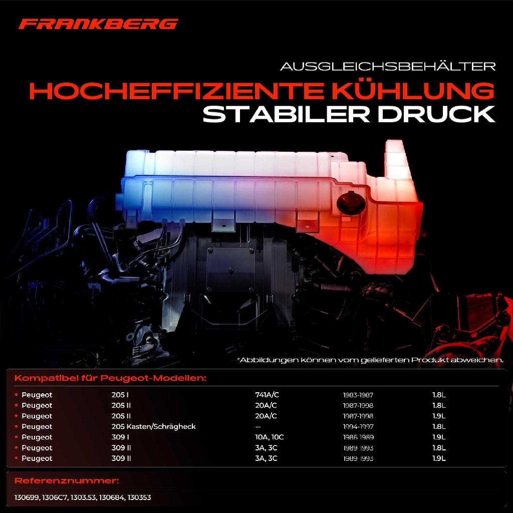 1x Ausgleichsbehälter Kühlmittelbehälter für Peugeot 205 I 205 II 20A/C 309 I 309 II 3C 3A