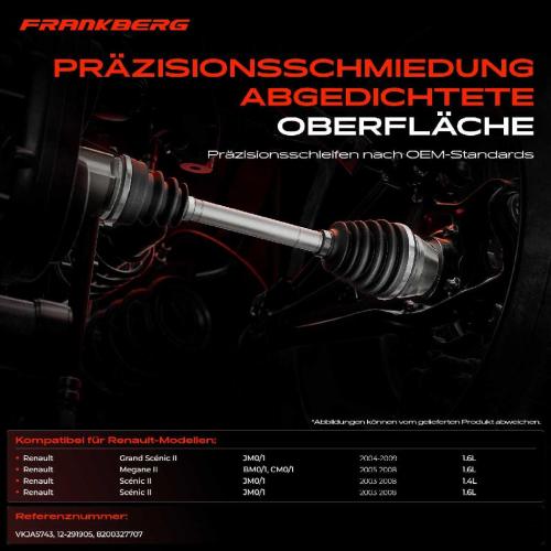 Frankberg 1x Antriebswelle Gelenksatz Vorderachse für Renault Grand Scénic 2 JM0/1 Megane Bild Frankberg 1x Antriebswelle Gelenksatz Vorderachse für Renault Grand Scénic 2 JM0/1 Megane