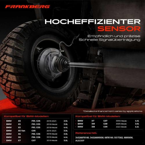 Frankberg 2x ABS Sensor Hinterachse beidseitig für BMW X5 F95 G05 X5 Van G05 X6 F96 G06 X7 G07 XM G09 3.0L Bj ab 2018 Bild Frankberg 2x ABS Sensor Hinterachse beidseitig für BMW X5 F95 G05 X5 Van G05 X6 F96 G06 X7 G07 XM G09 3.0L Bj ab 2018