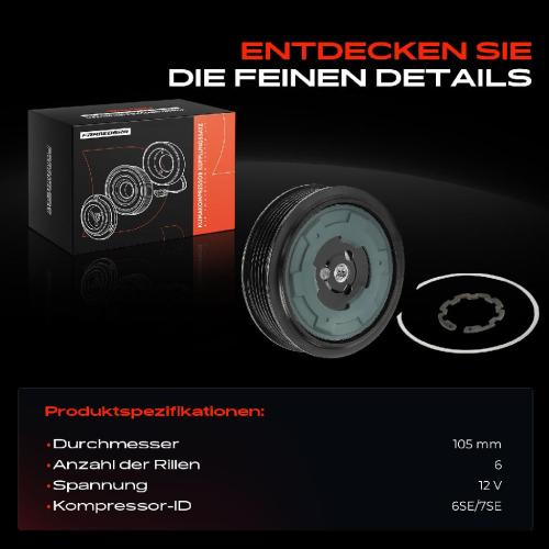 1x Magnetkupplung Klimakompressor für VW Touareg Audi A4 8E 8K 8H A5 8T A6 4F A8 Q7 Bild 1x Magnetkupplung Klimakompressor für VW Touareg Audi A4 8E 8K 8H A5 8T A6 4F A8 Q7