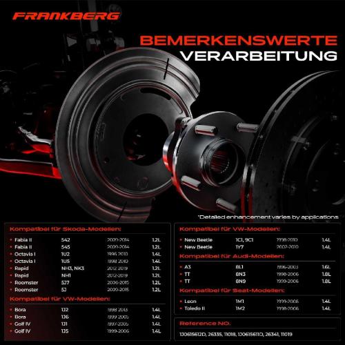 Frankberg 2x Ankerblech Bremsscheibe Hinterachse Beidseitig für VW Golf 4 Audi A3 Seat Seat Skoda Octavia Bild Frankberg 2x Ankerblech Bremsscheibe Hinterachse Beidseitig für VW Golf 4 Audi A3 Seat Seat Skoda Octavia