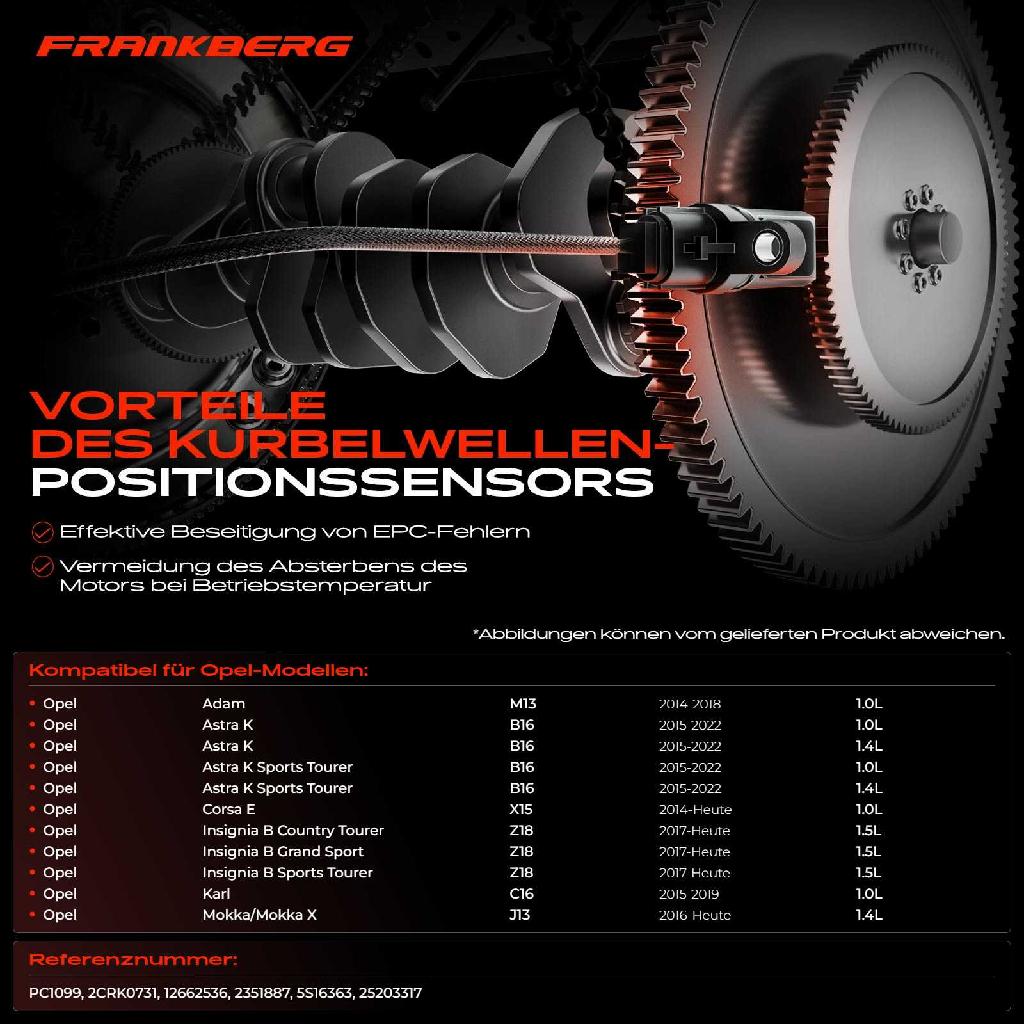 1x Kurbelwellensensor Impulsgeber für Opel Astra K Corsa E Insignia B Karl Mokka
