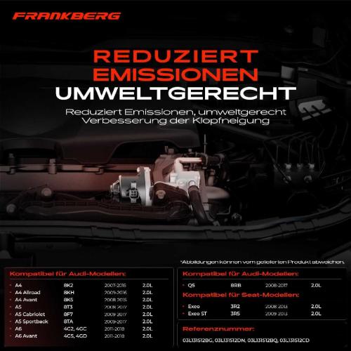 Frankberg 1x AGR-Ventil Abgasrückführungsventil für Audi A4 Allroad Avant A5 Cabriolet Sportback A6 Q5 Seat Exeo ST Bild Frankberg 1x AGR-Ventil Abgasrückführungsventil für Audi A4 Allroad Avant A5 Cabriolet Sportback A6 Q5 Seat Exeo ST