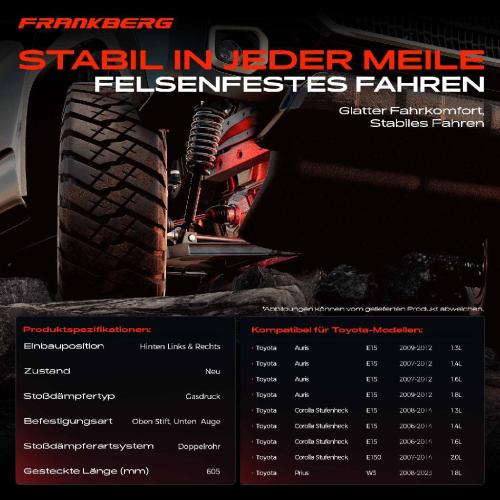 2x Stoßdämpfer Hinterachse für Toyota Auris E15 Corolla E150 Prius W3 Bj ab 2006 Bild 2x Stoßdämpfer Hinterachse für Toyota Auris E15 Corolla E150 Prius W3 Bj ab 2006