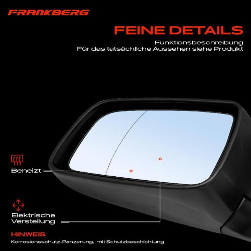 Frankberg 1x Außenspiegel Links für Opel Astra G Caravan CC Klasseic Stufenheck T98 F35 Bild Frankberg 1x Außenspiegel Links für Opel Astra G Caravan CC Klasseic Stufenheck T98 F35